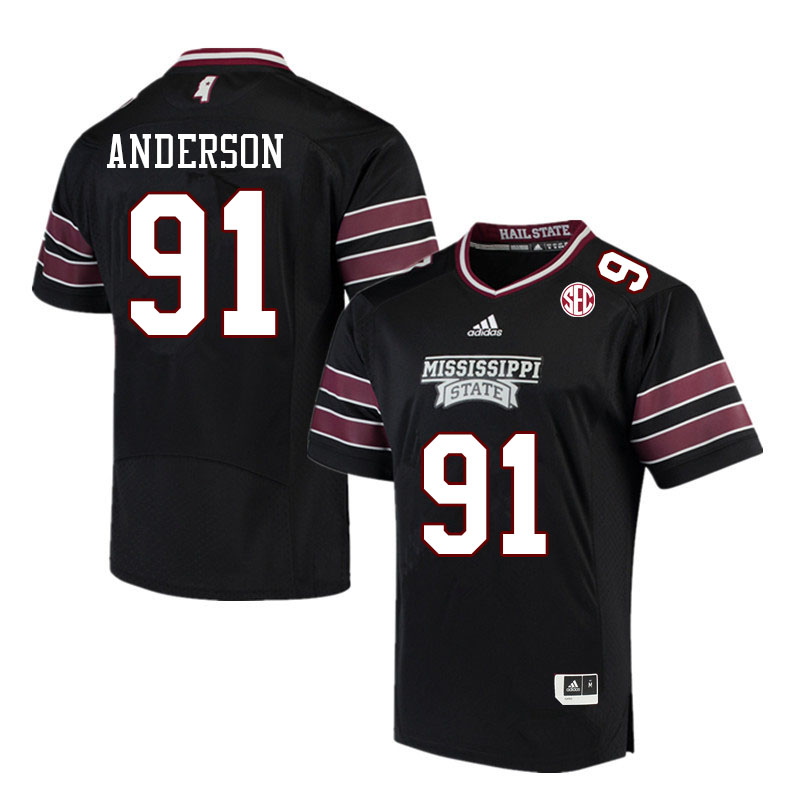 Men #91 Deonte Anderson Mississippi State Bulldogs College Football Jerseys Sale-Black
